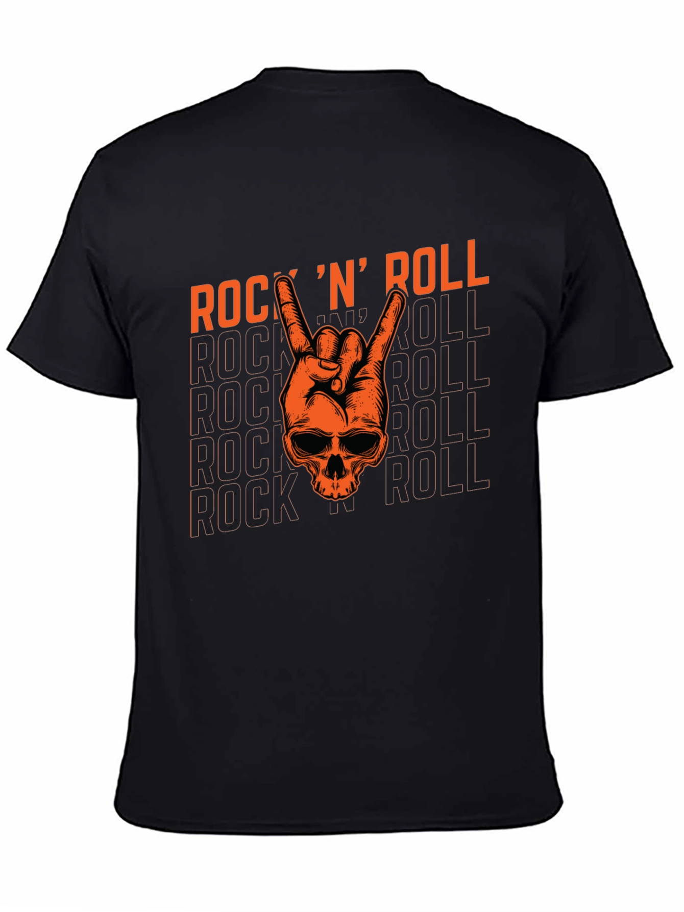Rock N Roll Skull Graphic Tee - Black