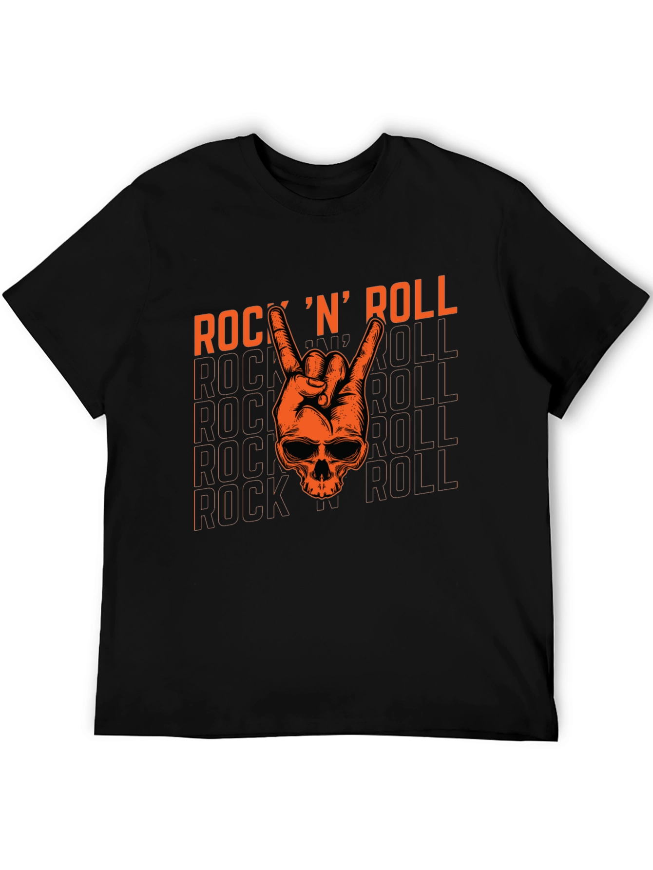 Rock N Roll Skull Graphic Tee - Black