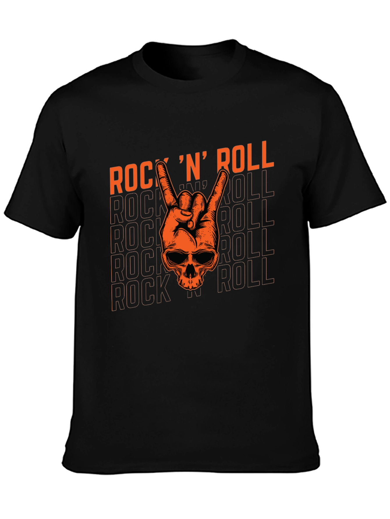 Rock N Roll Skull Graphic Tee - Black