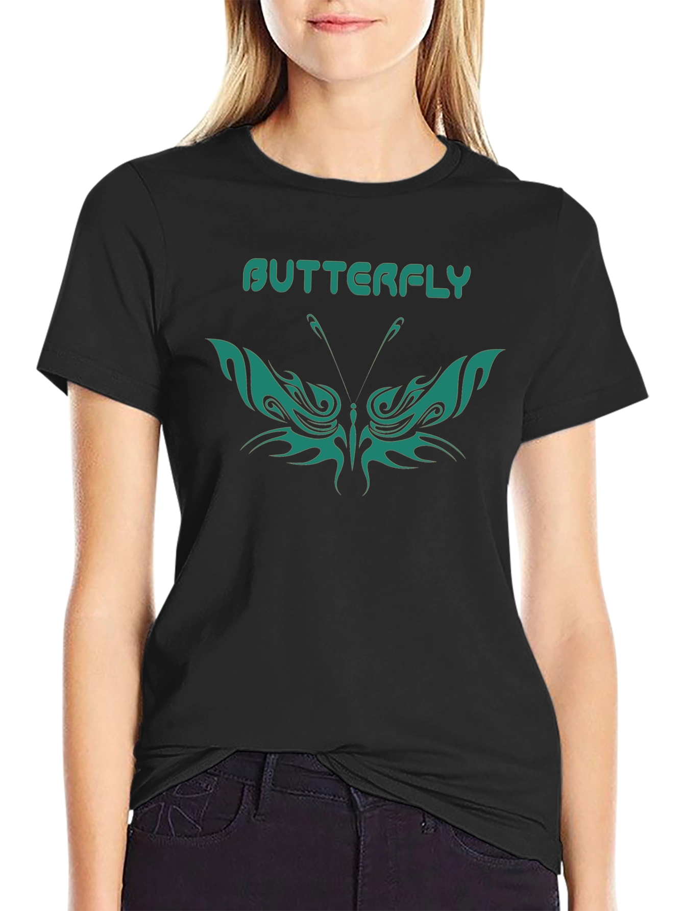 Black Butterfly Graphic Tee - Trendy Style