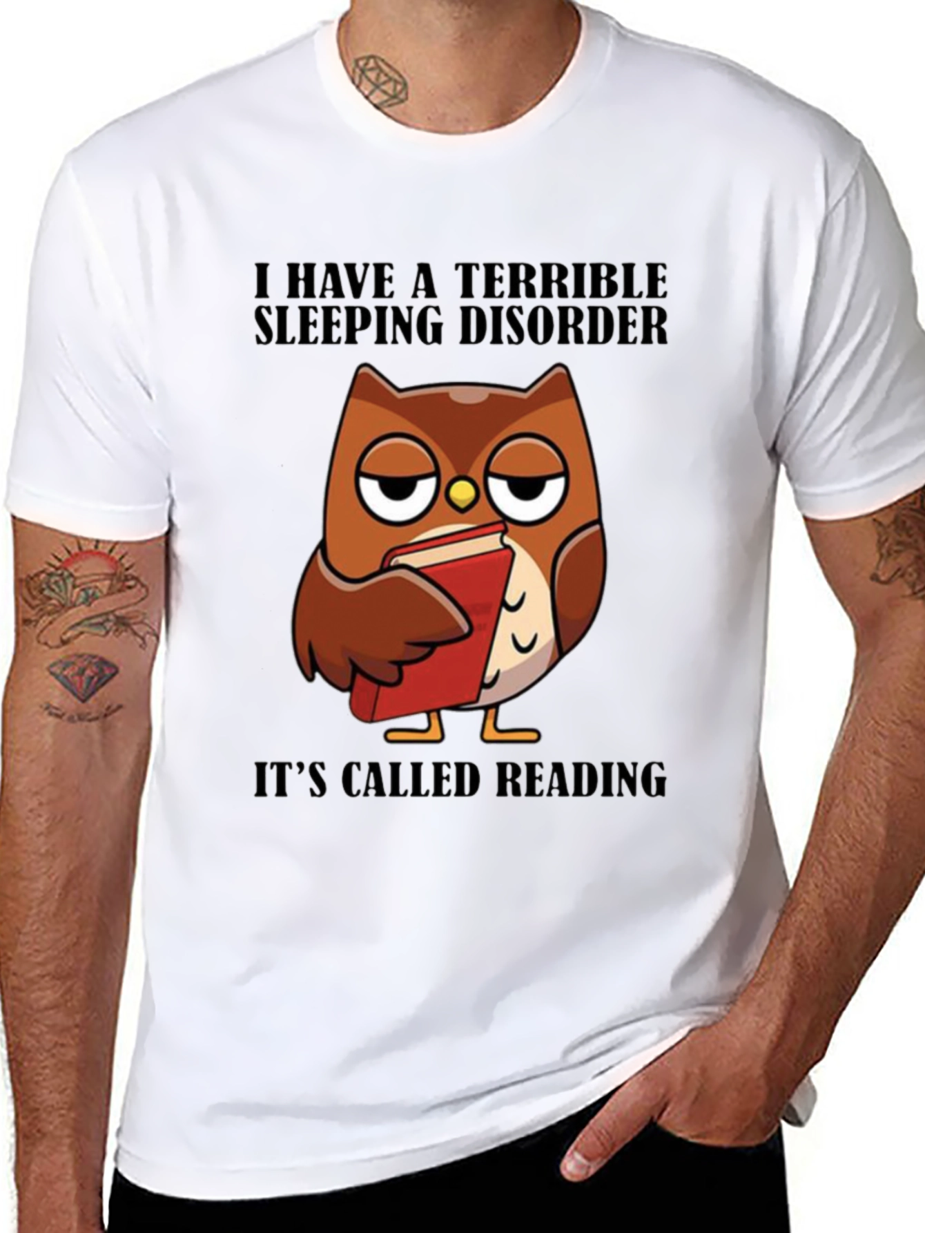 Reading Owl T-Shirt - Sleepy Owl Book Lover Tee