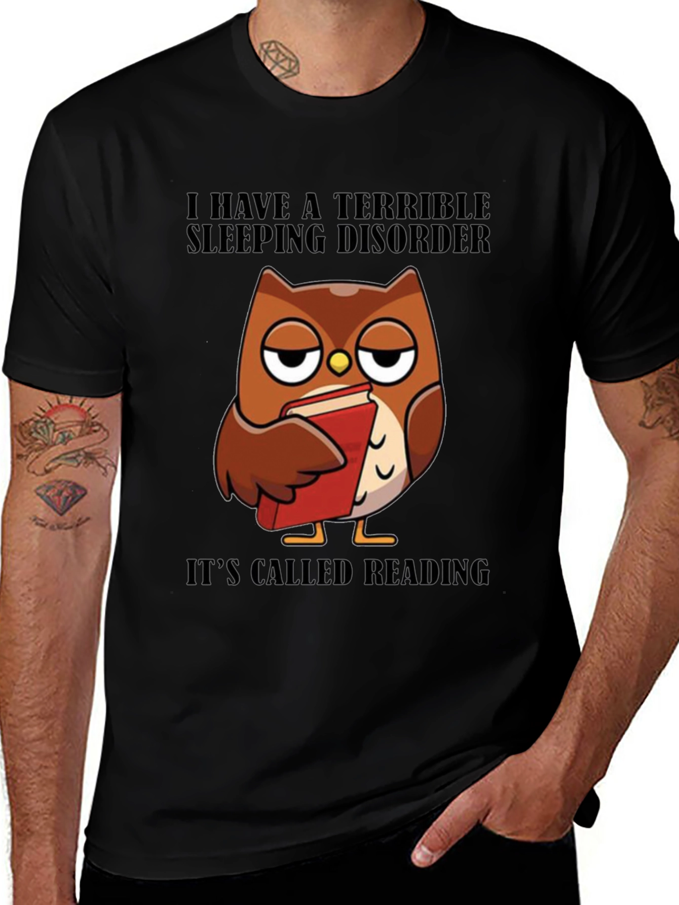 Reading Owl T-Shirt - Sleepy Owl Book Lover Tee