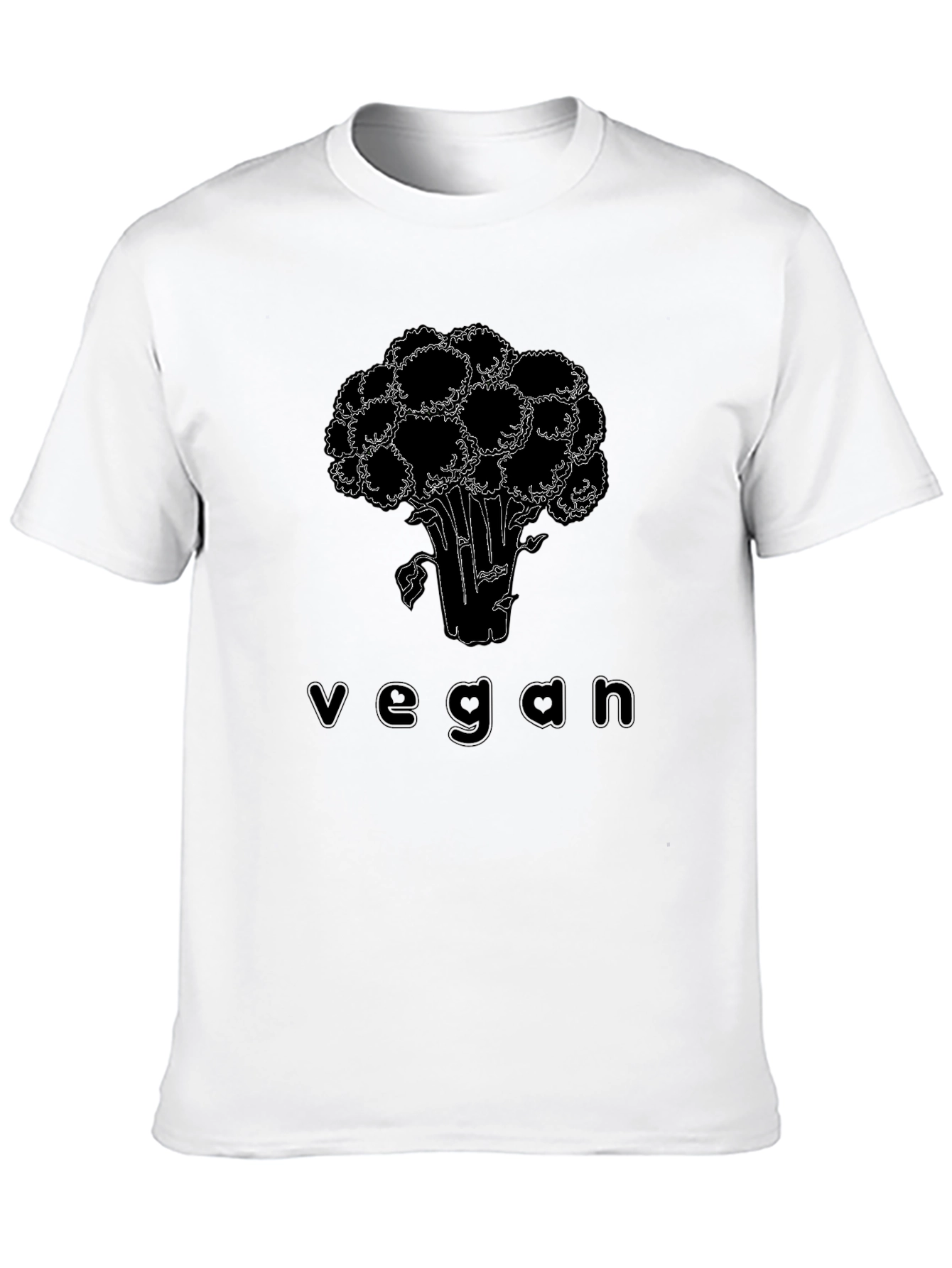 Vegan Broccoli Graphic Tee - Black Cotton Casual T-Shirt