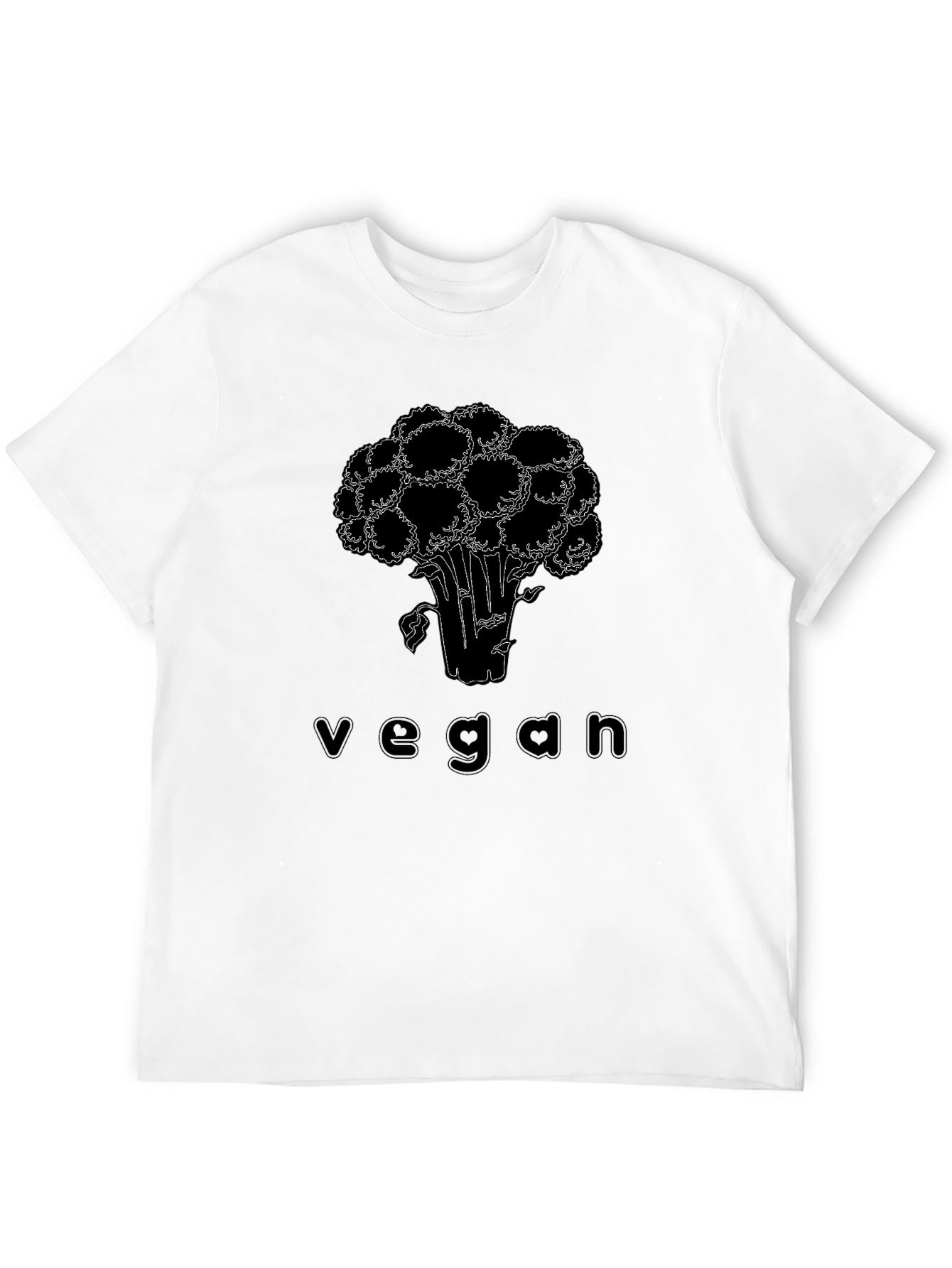 Vegan Broccoli Graphic Tee - Black Cotton Casual T-Shirt