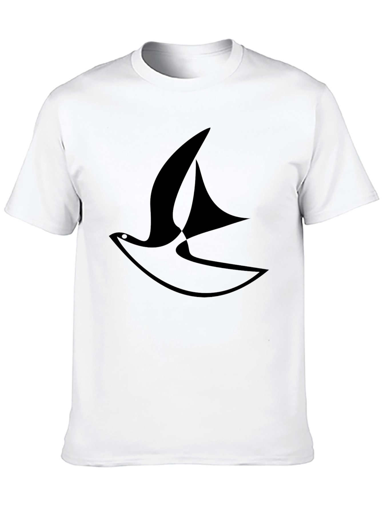 Stylish Black T-Shirt with Abstract Bird Design