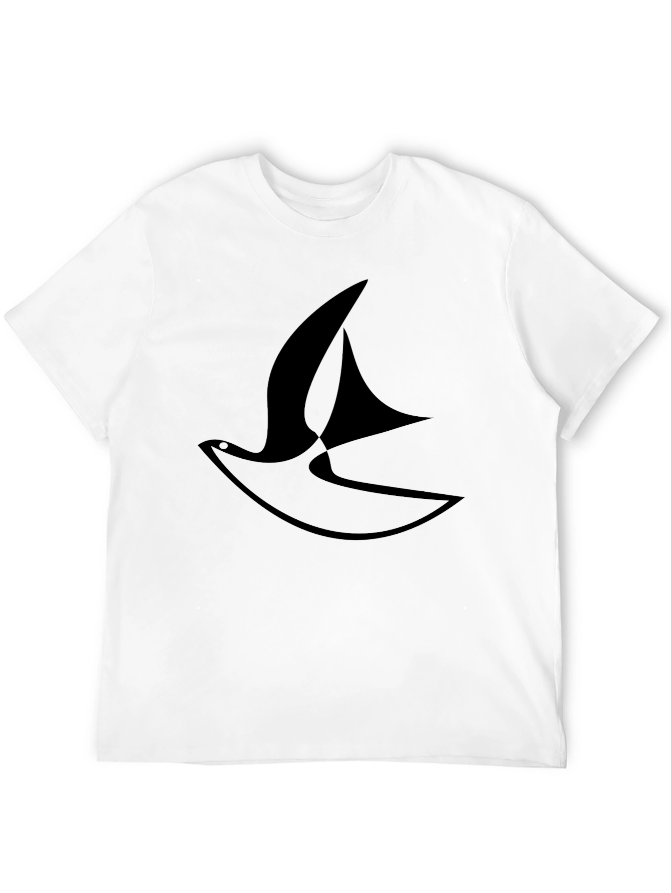 Stylish Black T-Shirt with Abstract Bird Design