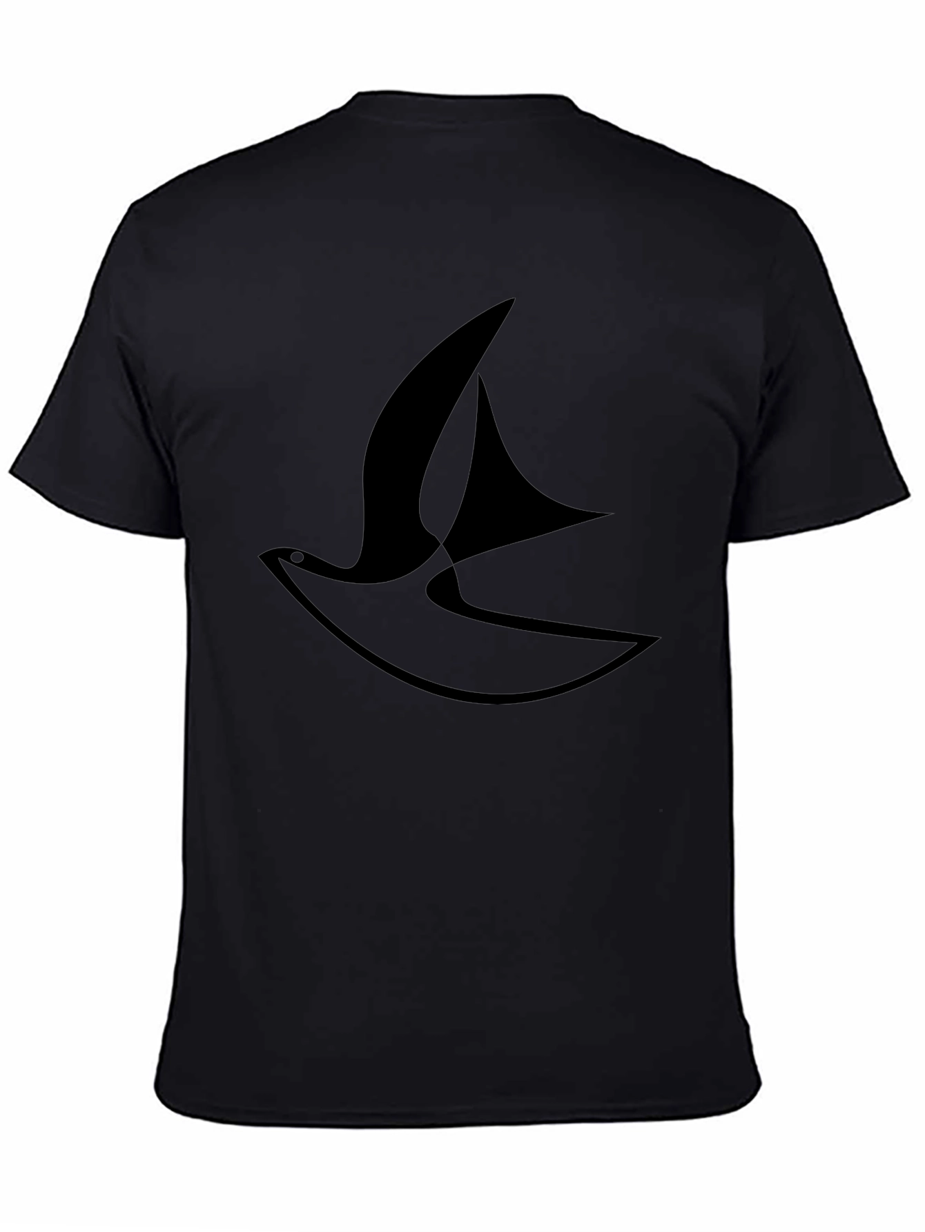 Stylish Black T-Shirt with Abstract Bird Design