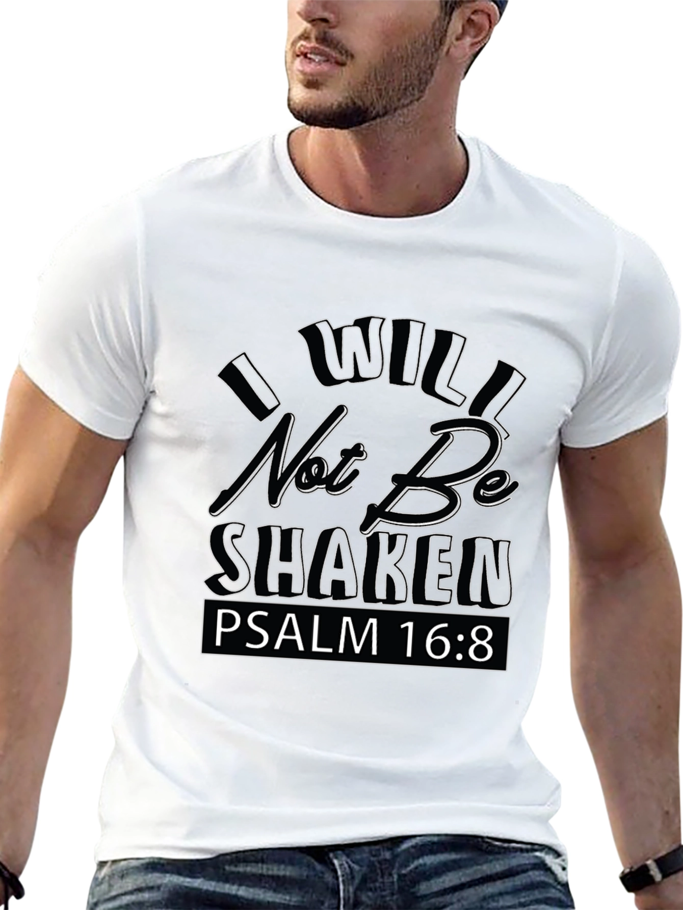 I Will Not Be Shaken Black Graphic Tee