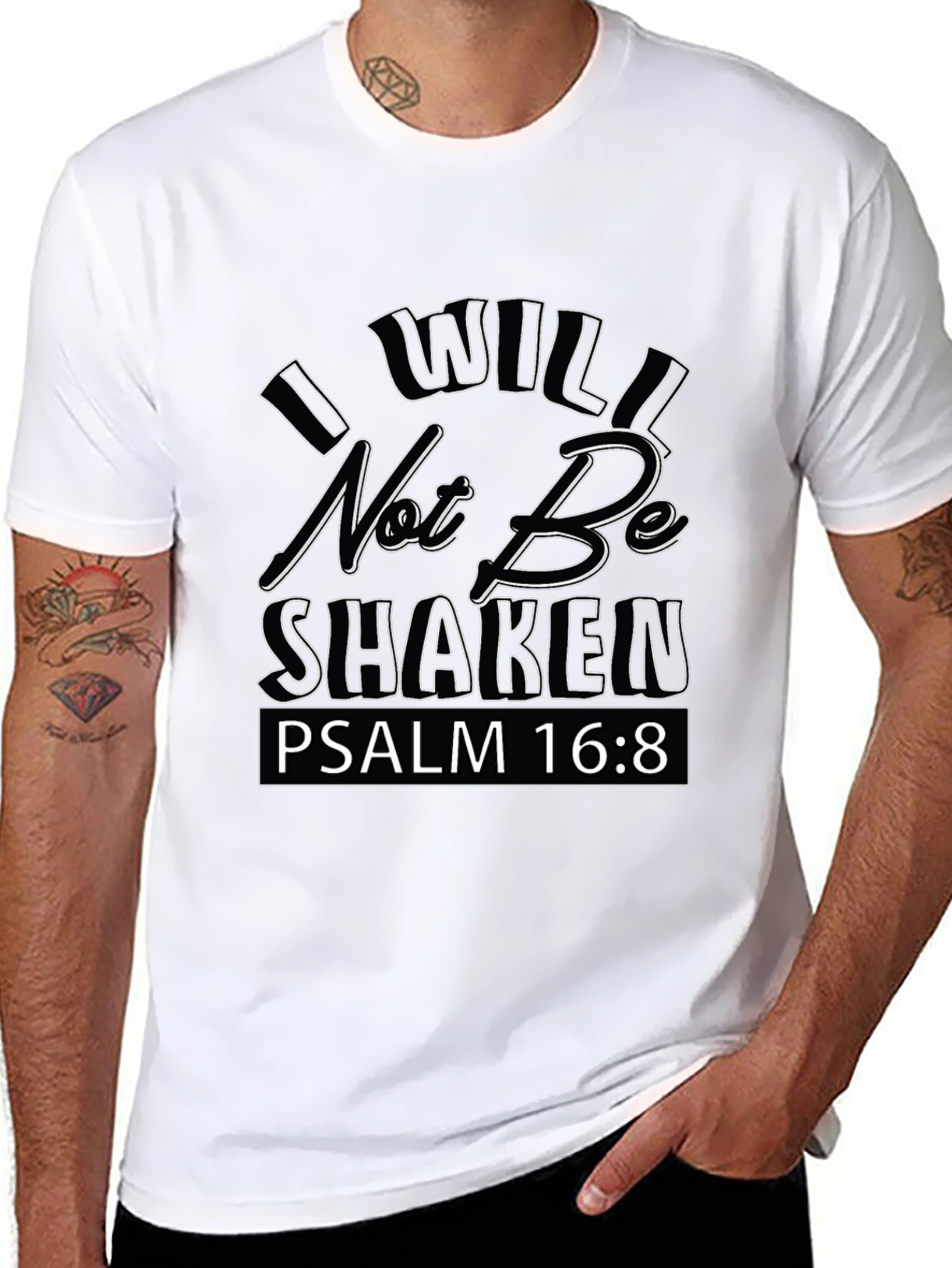 I Will Not Be Shaken Black Graphic Tee