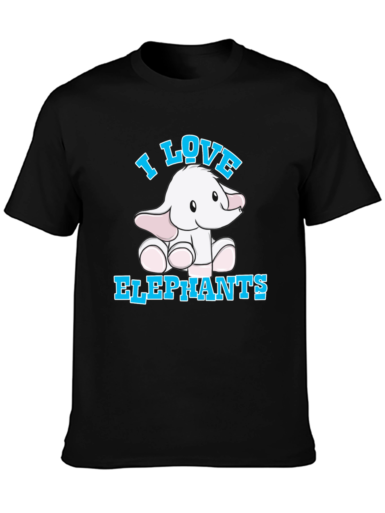 I Love Elephants Graphic T-Shirt - Black