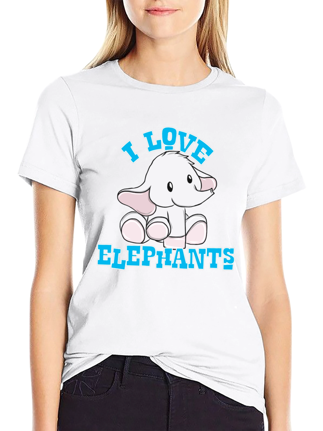I Love Elephants Graphic T-Shirt - Black