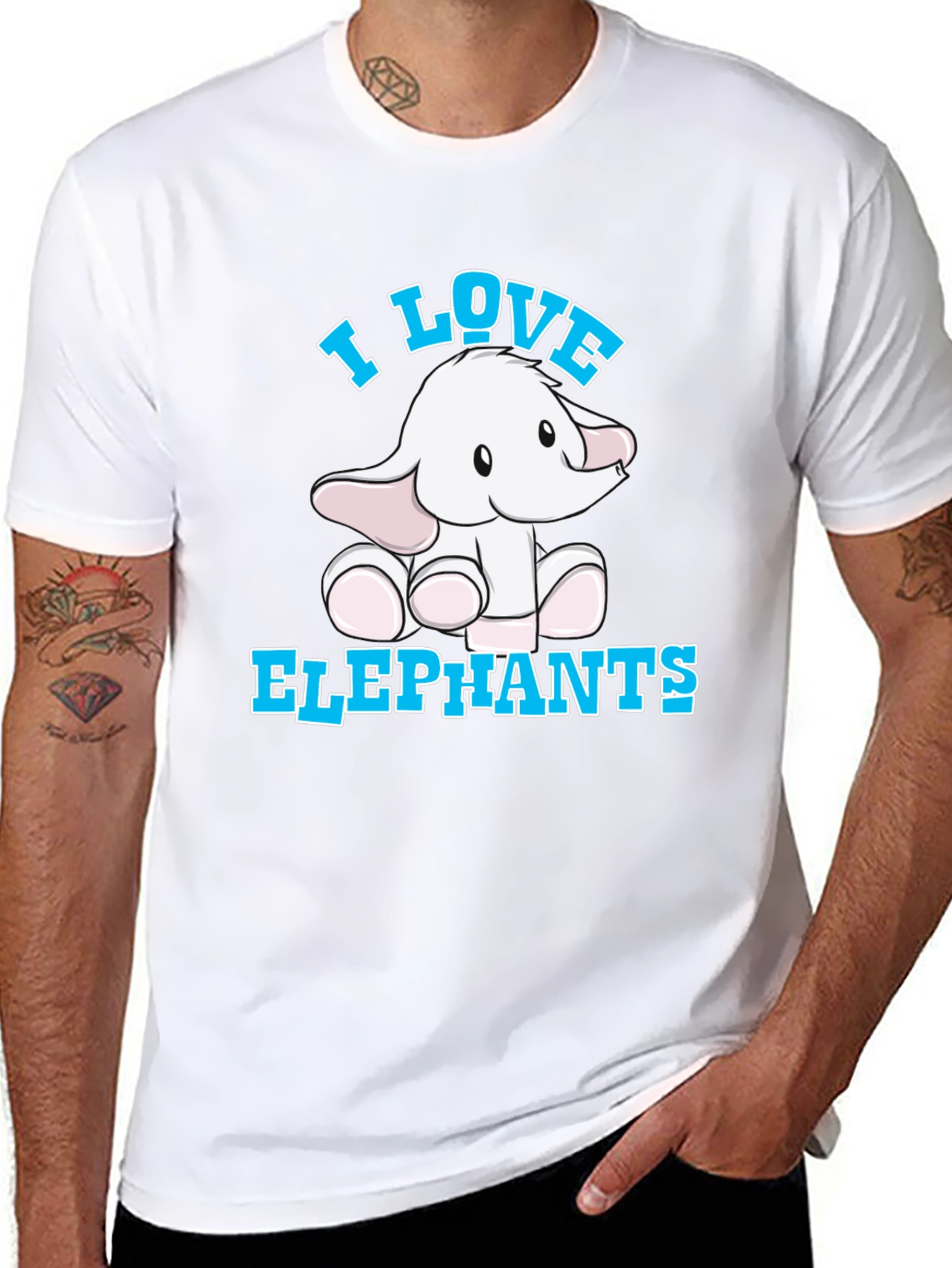 I Love Elephants Graphic T-Shirt - Black