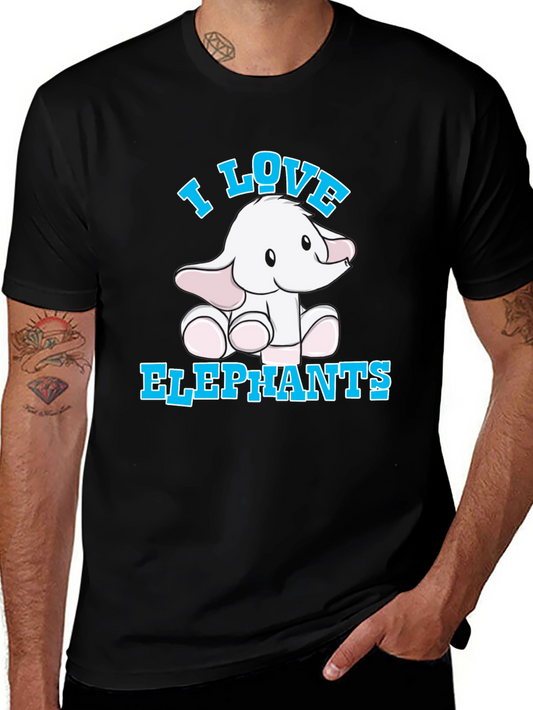 I Love Elephants Graphic T-Shirt - Black