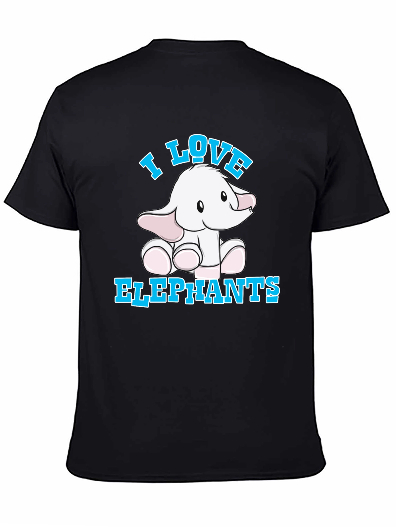 I Love Elephants Graphic T-Shirt - Black