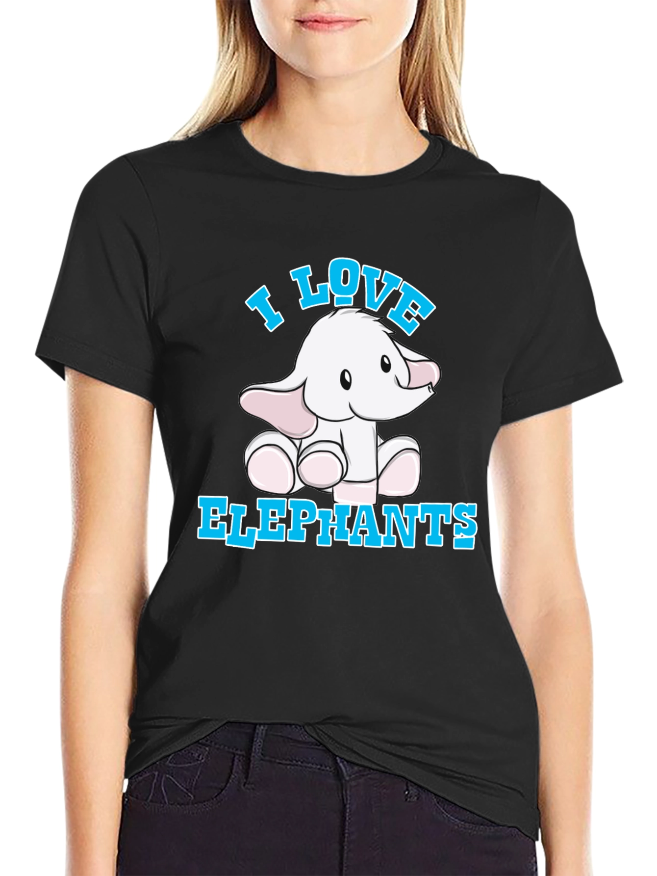 I Love Elephants Graphic T-Shirt - Black