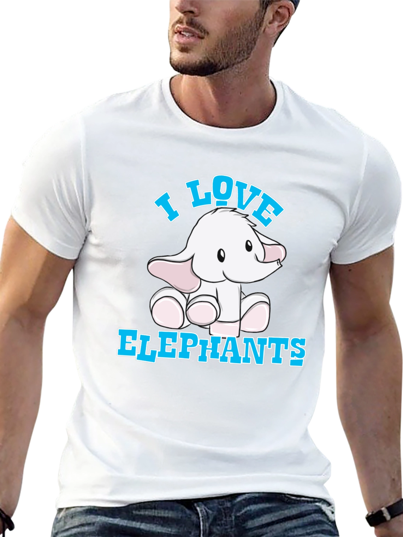 I Love Elephants Graphic T-Shirt - Black