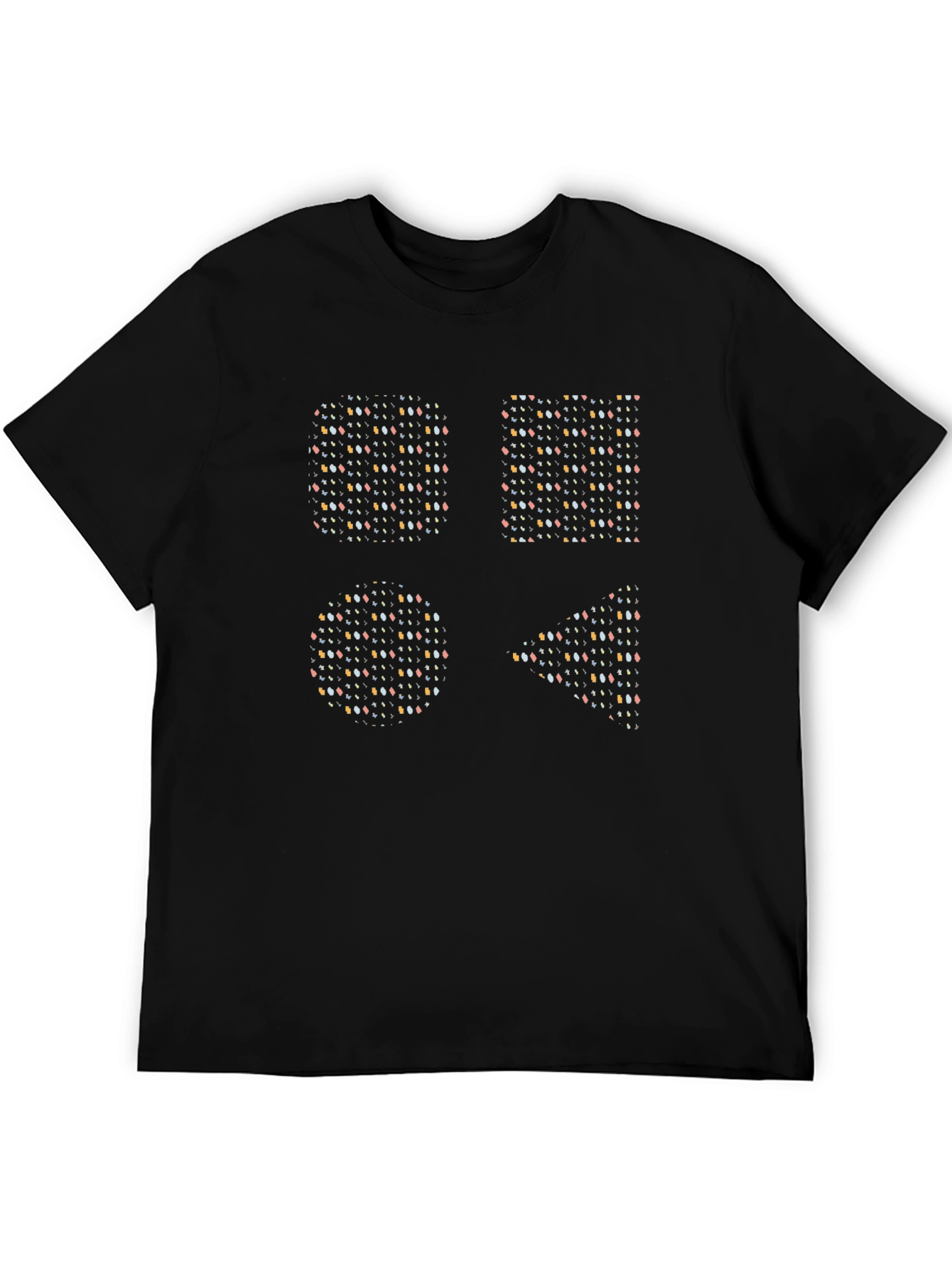 Geometric Pattern Graphic Tee - Soft Black Cotton