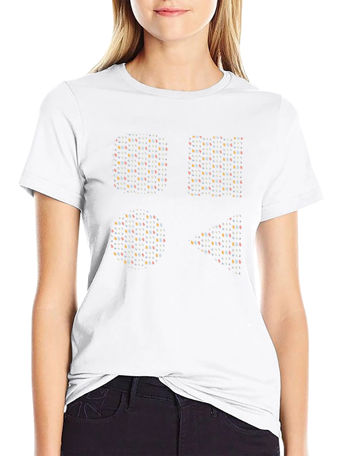 Geometric Pattern Graphic Tee - Soft Black Cotton