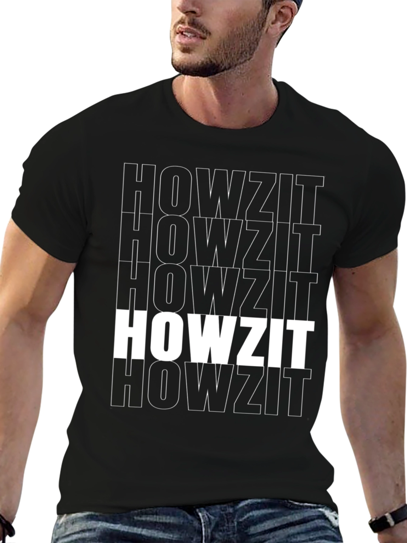 Howzit Tee - Black Graphic Print Casual Shirt