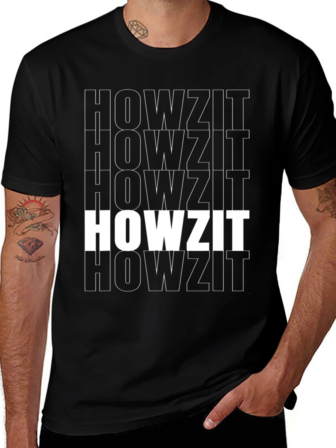 Howzit Tee - Black Graphic Print Casual Shirt