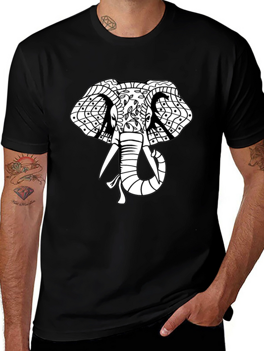 Elephant Graphic Print T-Shirt - Black