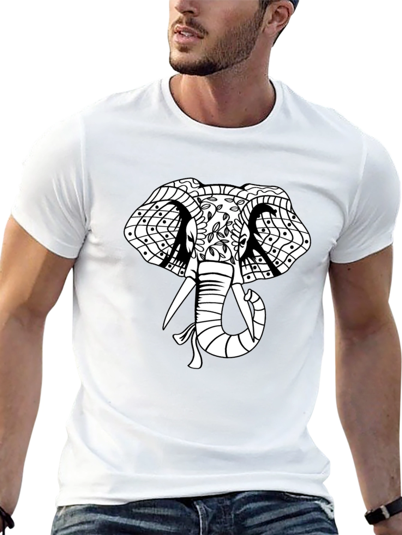 Elephant Graphic Print T-Shirt - Black