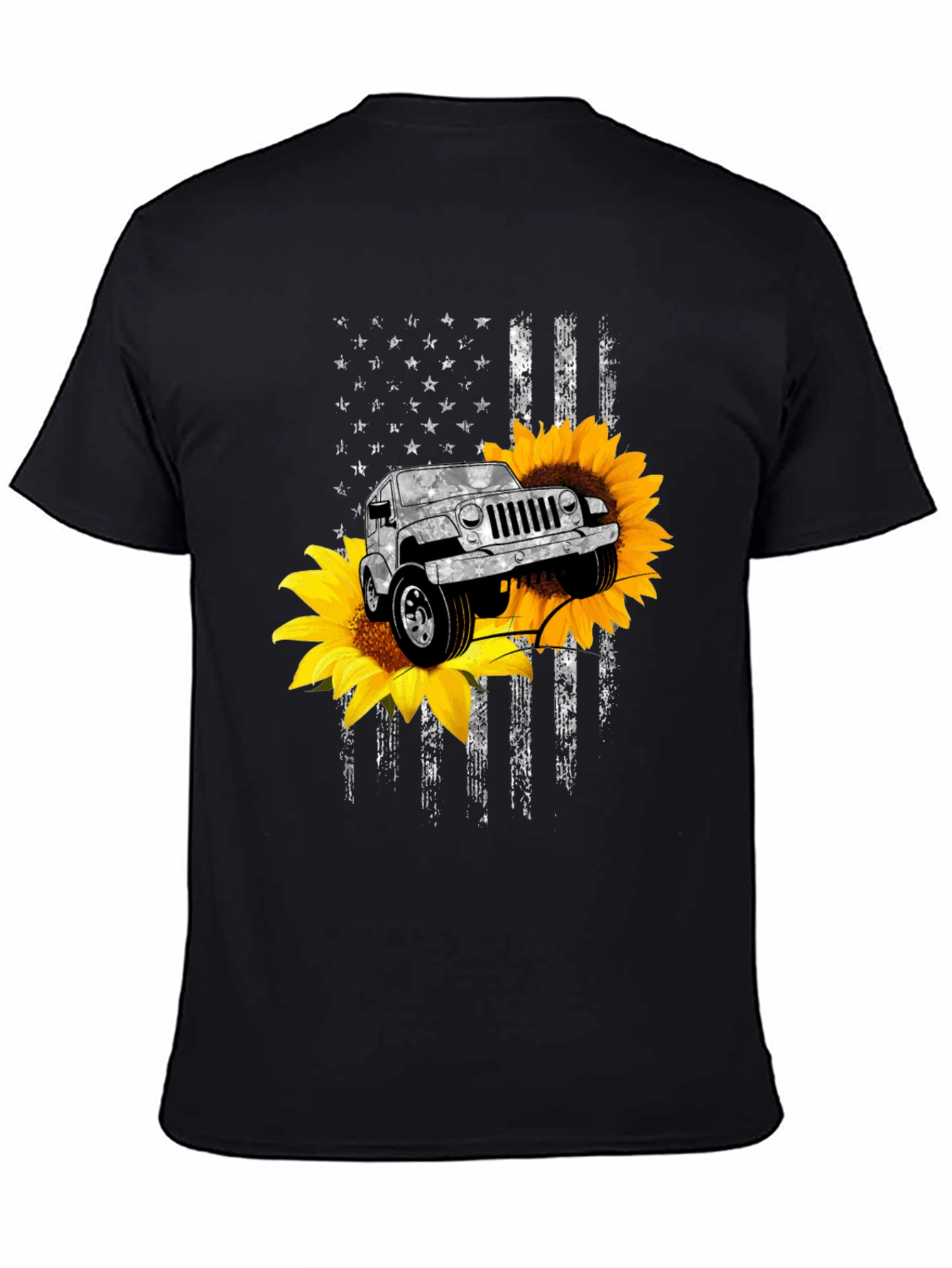 American Flag Sunflower Jeep Graphic Tee