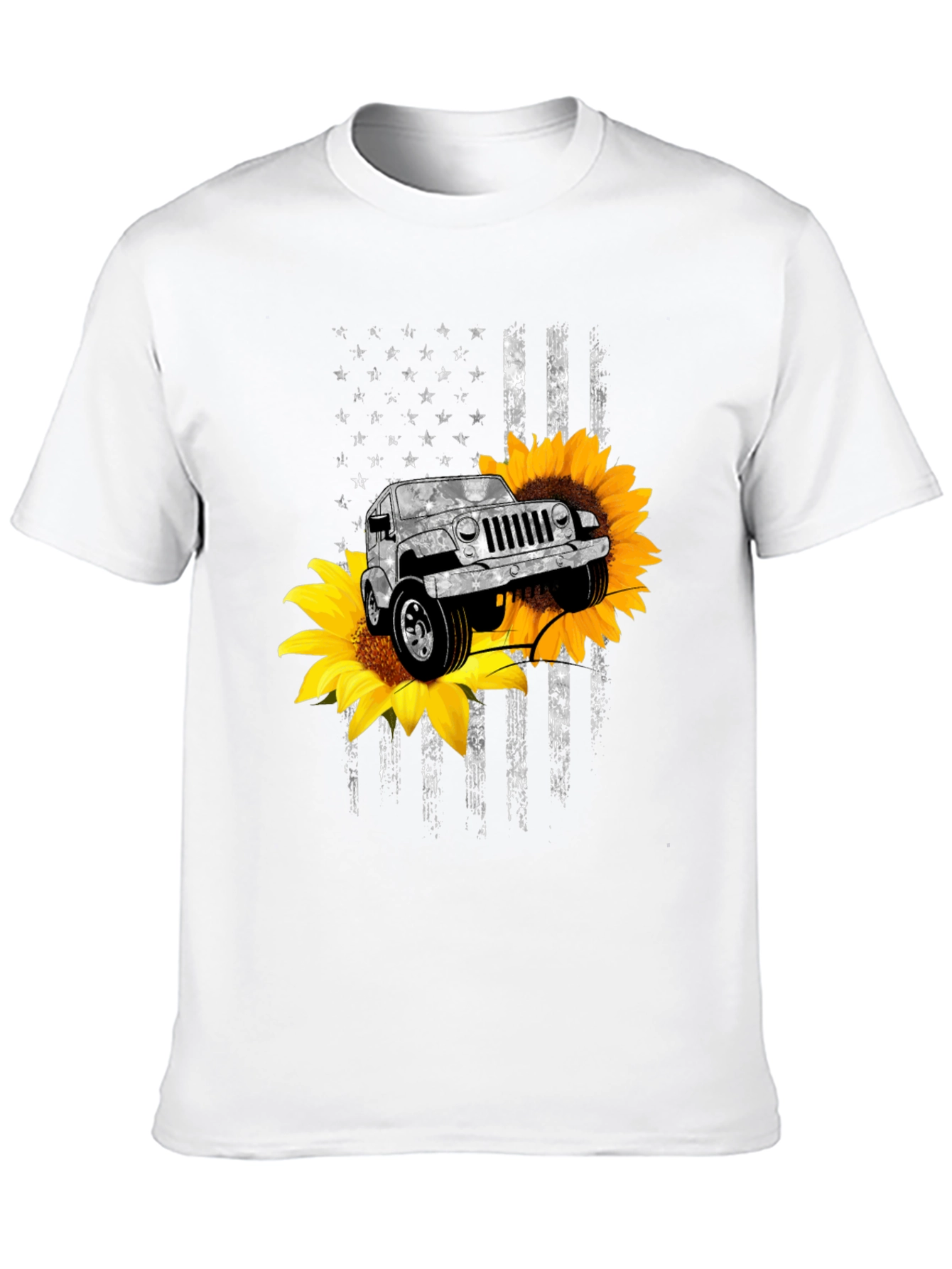 American Flag Sunflower Jeep Graphic Tee