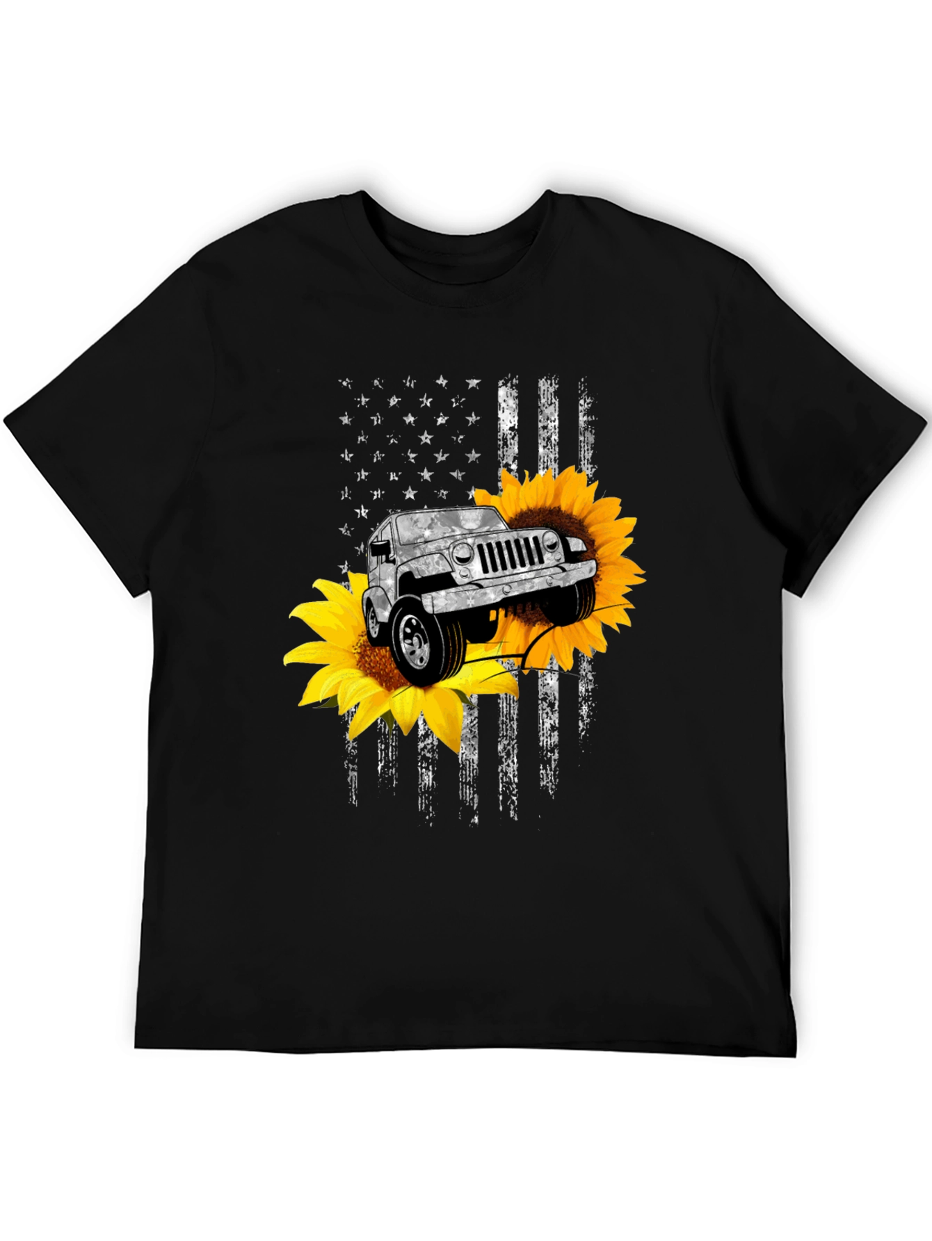 American Flag Sunflower Jeep Graphic Tee