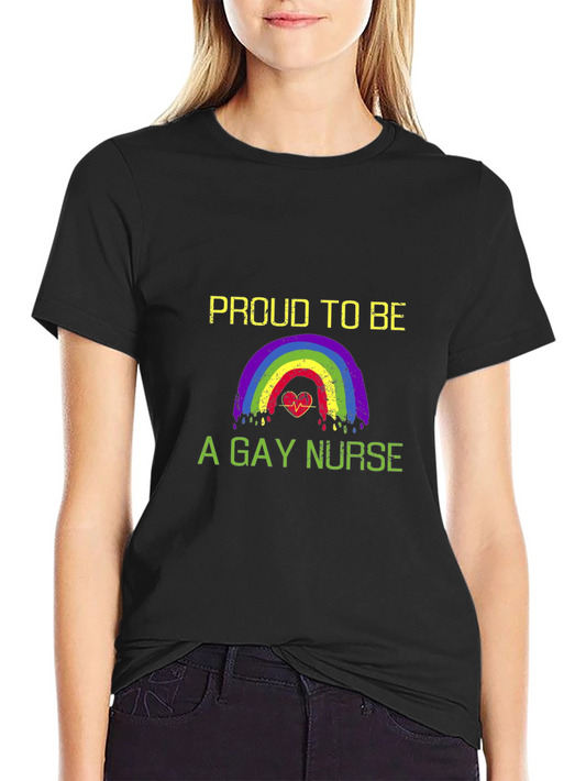 Proud Gay Nurse T-Shirt LGBTQ Rainbow Heartbeat