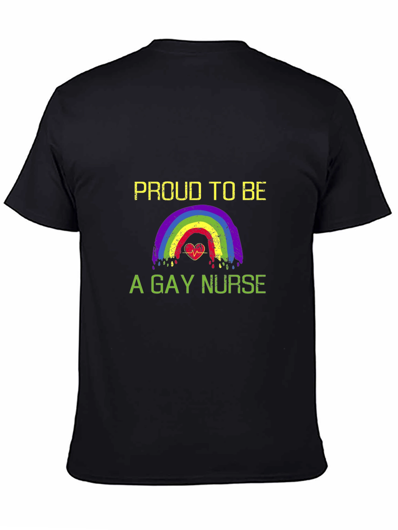 Proud Gay Nurse T-Shirt LGBTQ Rainbow Heartbeat