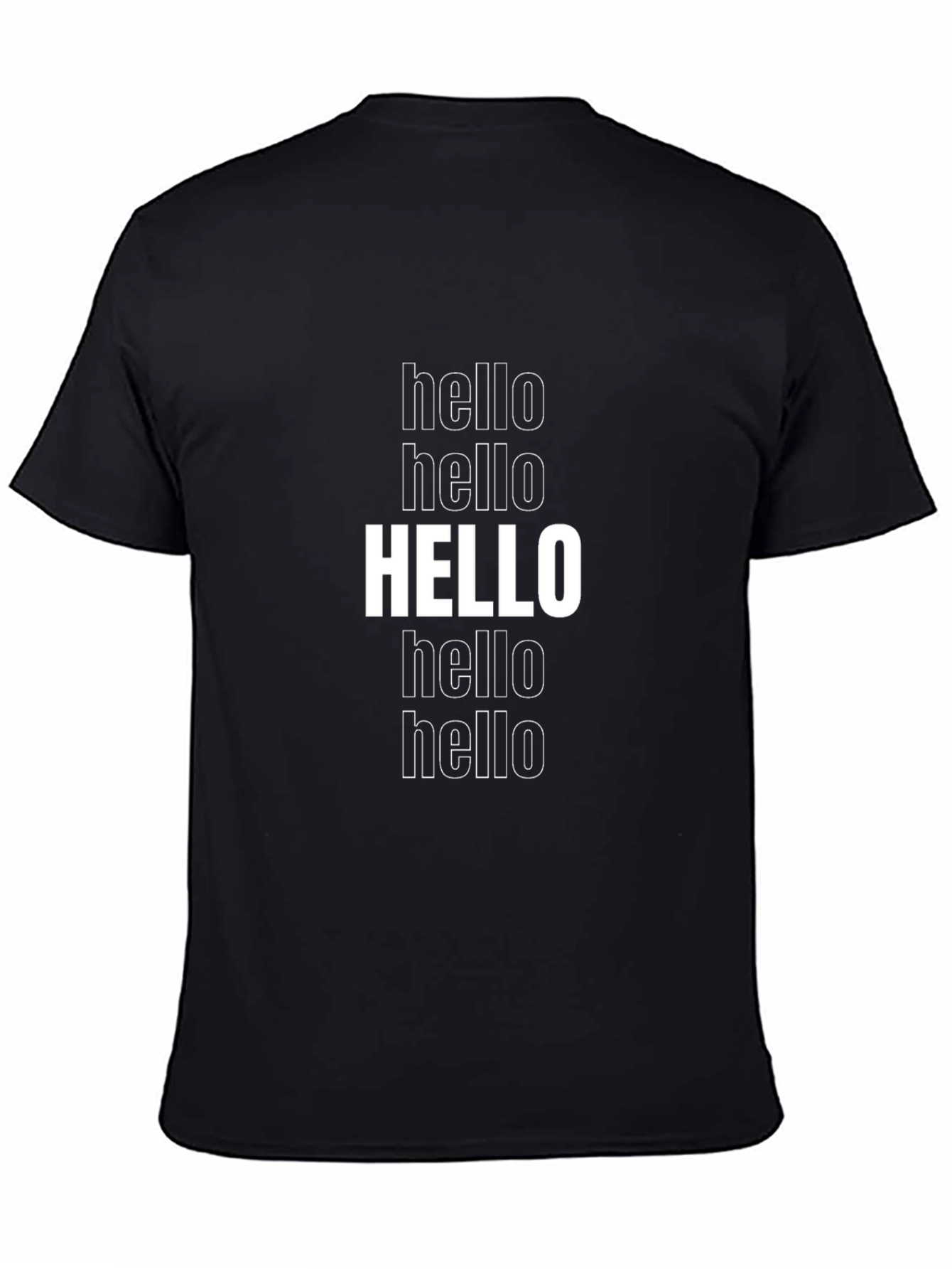Hello Graphic Print Crew Neck T-Shirt - Black