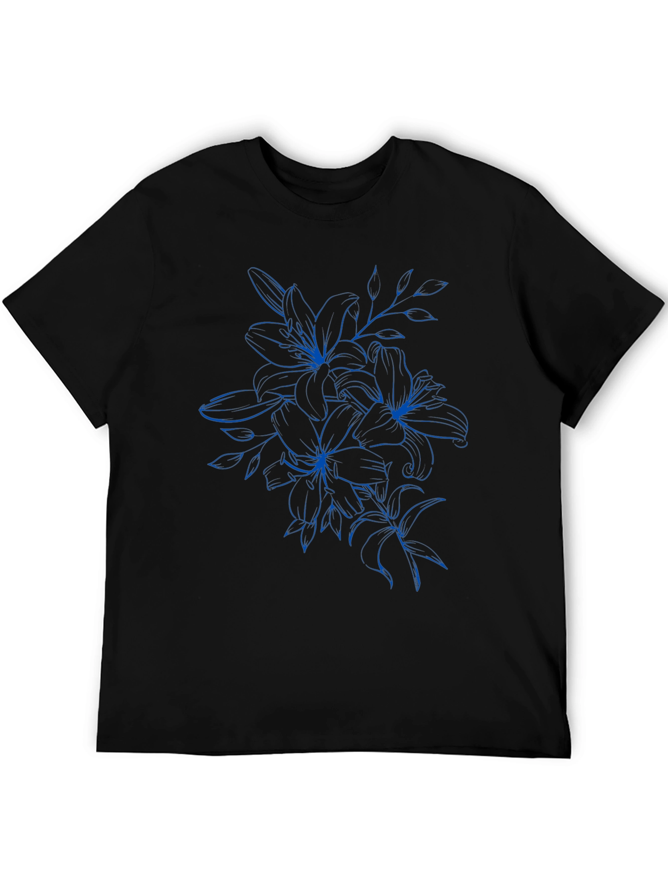 Floral Graphic Tee - Black Cotton T-Shirt