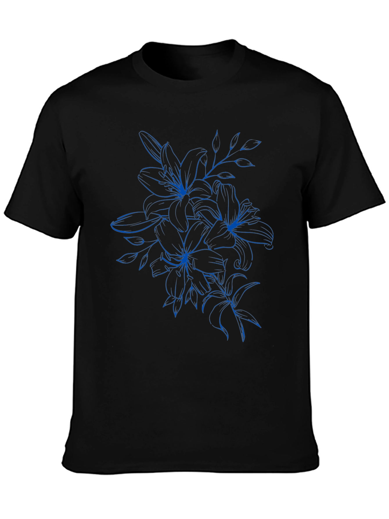 Floral Graphic Tee - Black Cotton T-Shirt