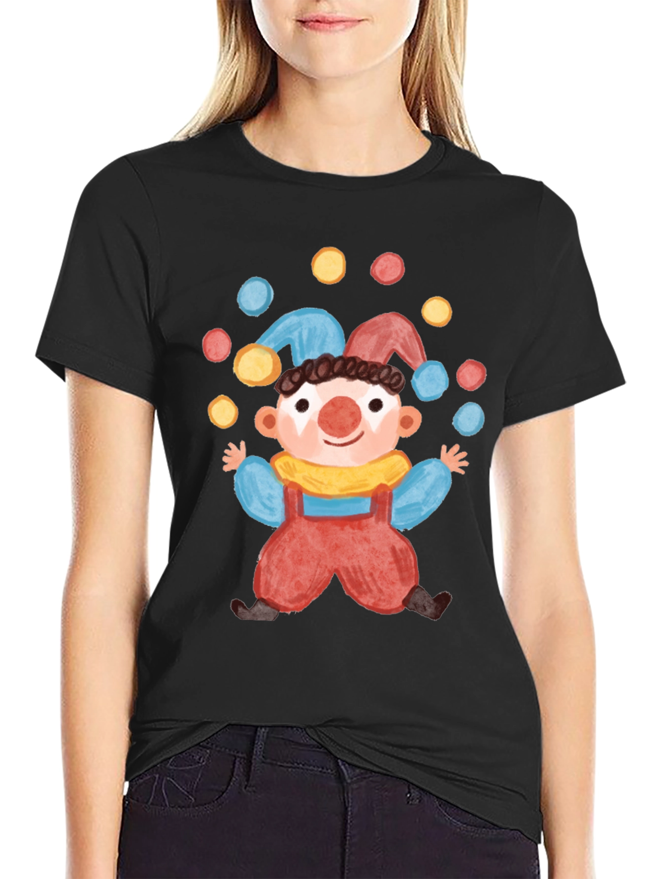 Clown Juggling Balls Graphic Tee - Fun Circus Style