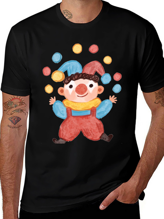 Clown Juggling Balls Graphic Tee - Fun Circus Style