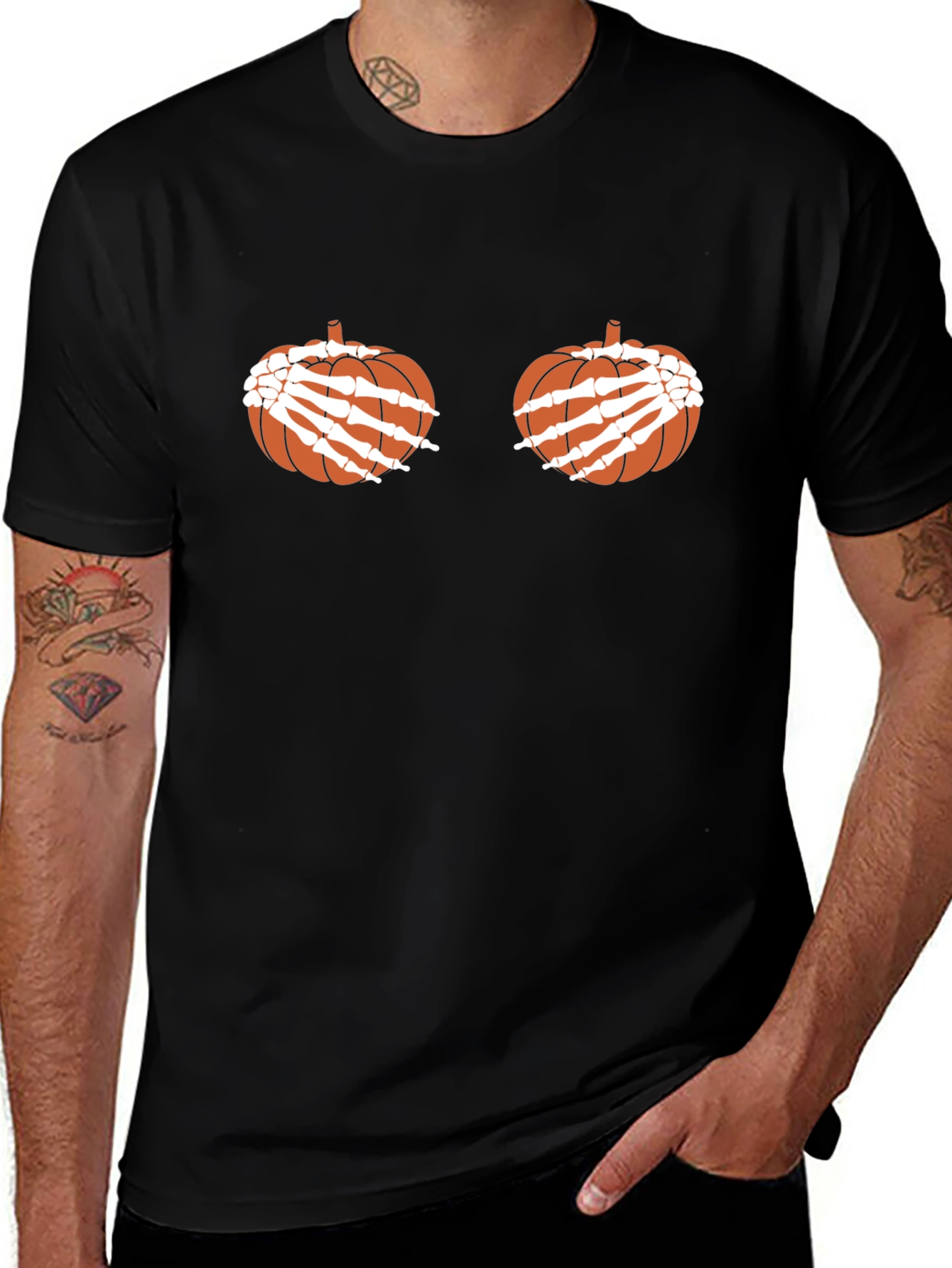 Pumpkin Skeleton Hands T-Shirt