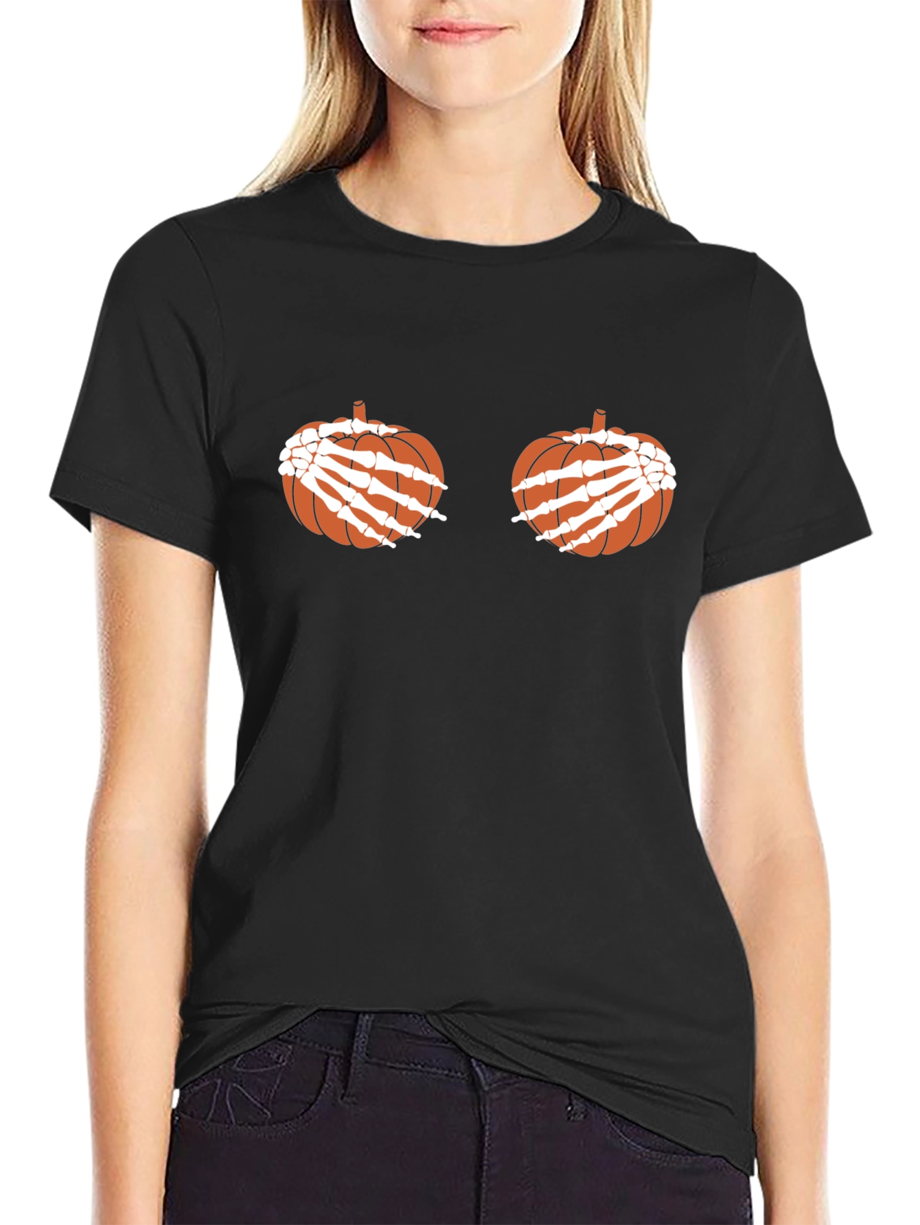 Pumpkin Skeleton Hands T-Shirt