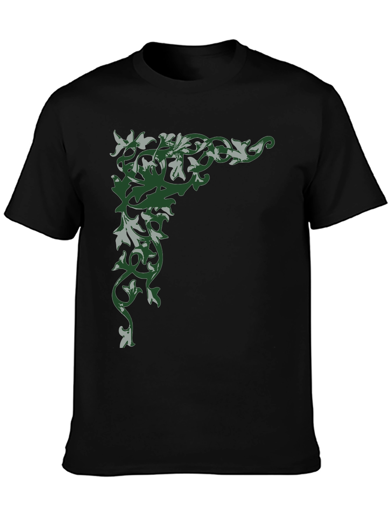 Floral Corner Graphic Black T-Shirt