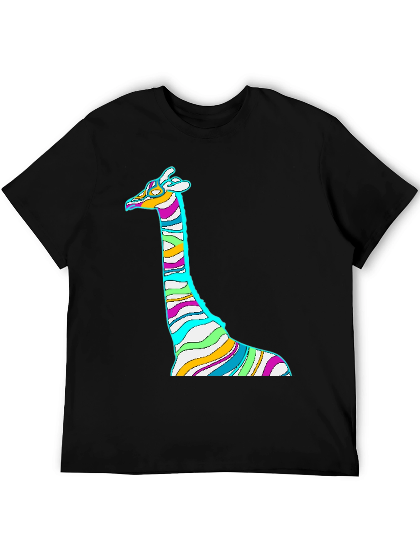 Striped Giraffe Graphic Print Tee