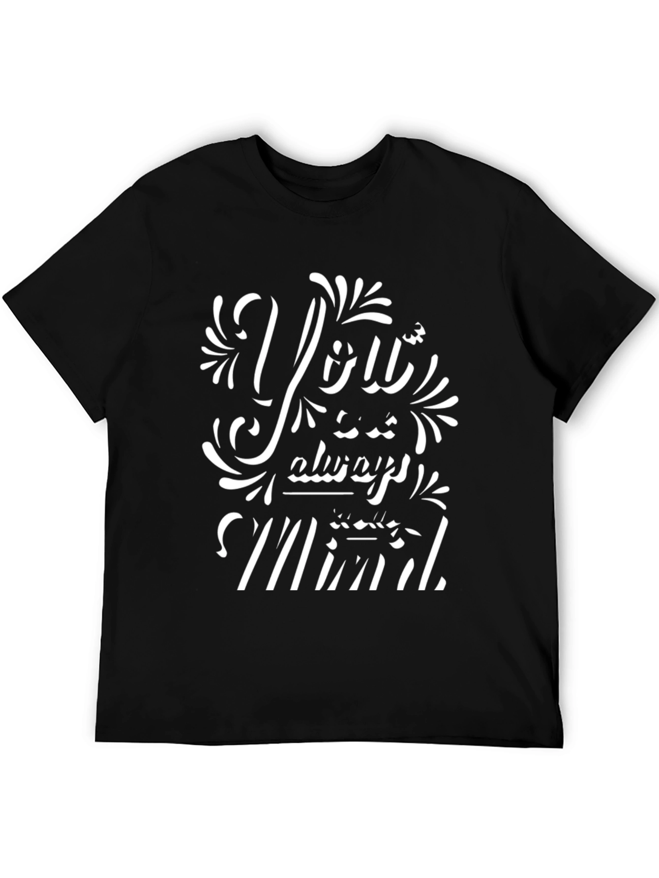 Trendy Graphic Print Black Crew Neck Tee