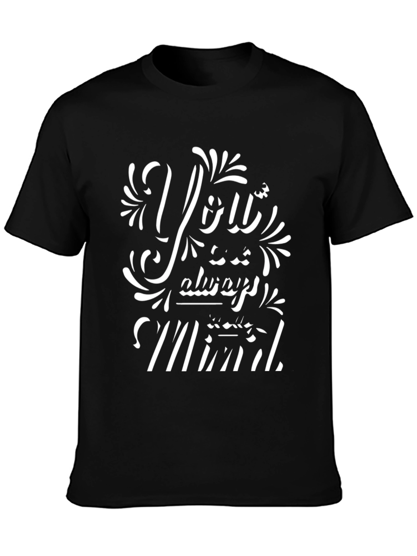 Trendy Graphic Print Black Crew Neck Tee
