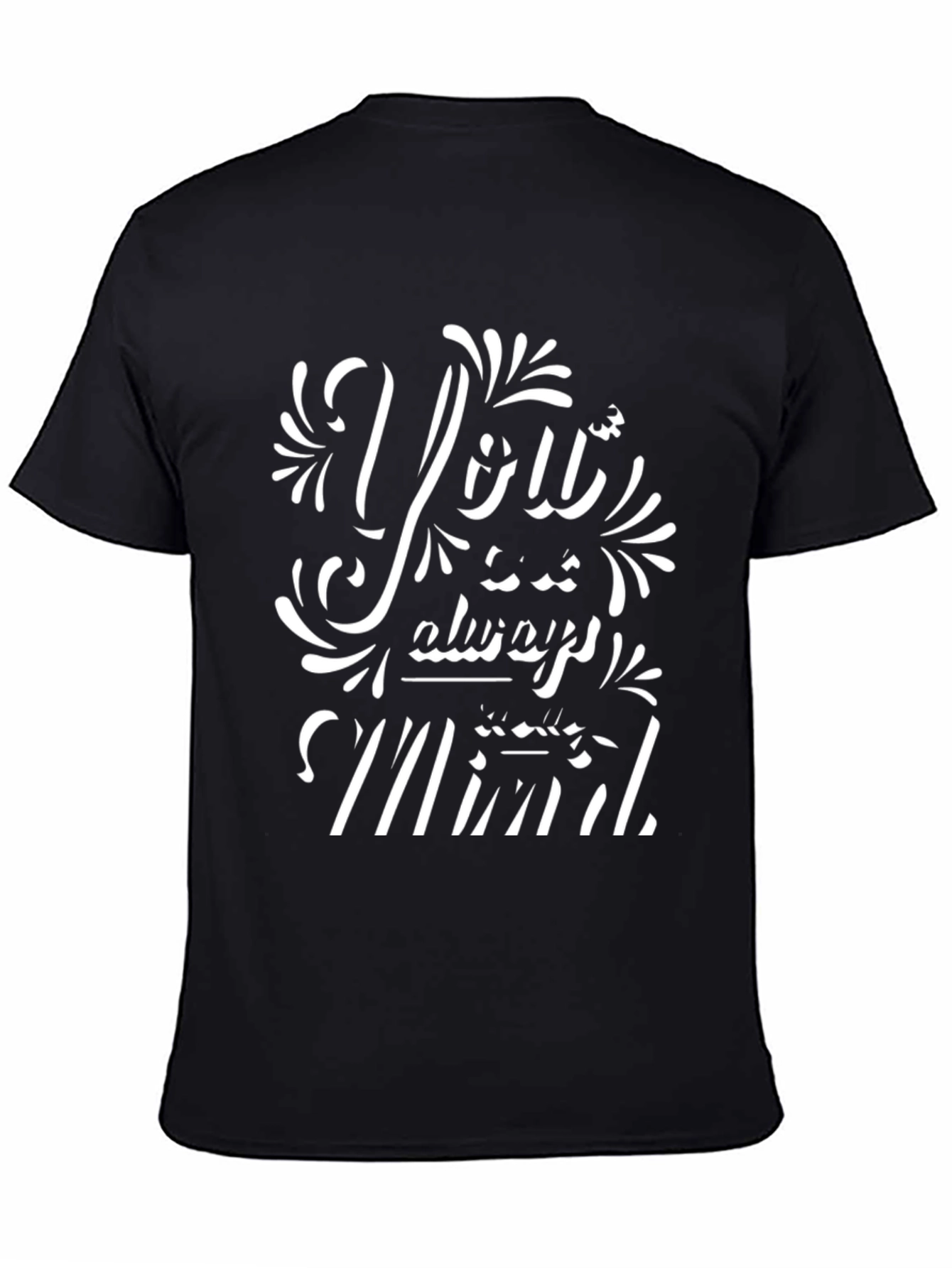 Trendy Graphic Print Black Crew Neck Tee