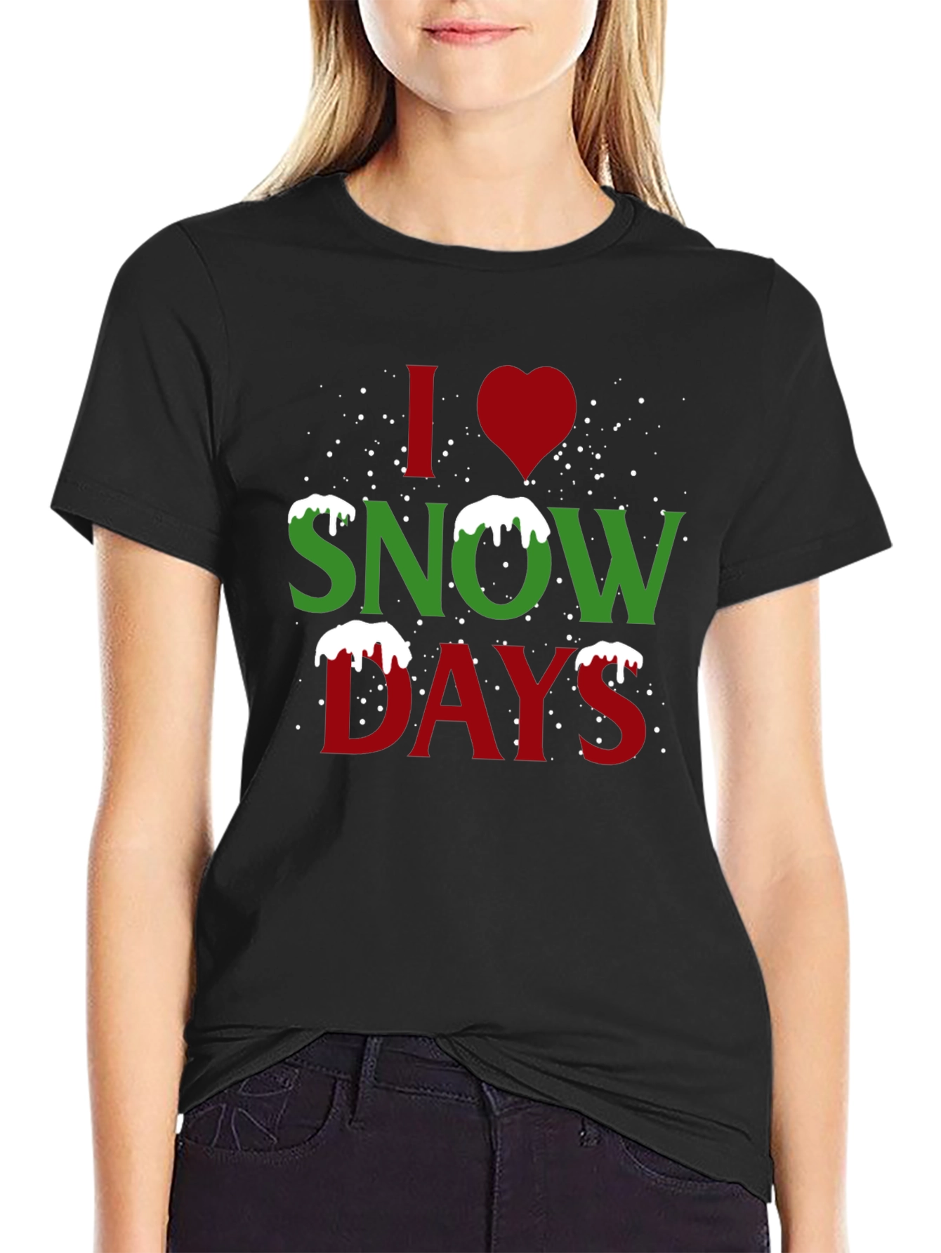 I Heart Snow Days Black T-Shirt