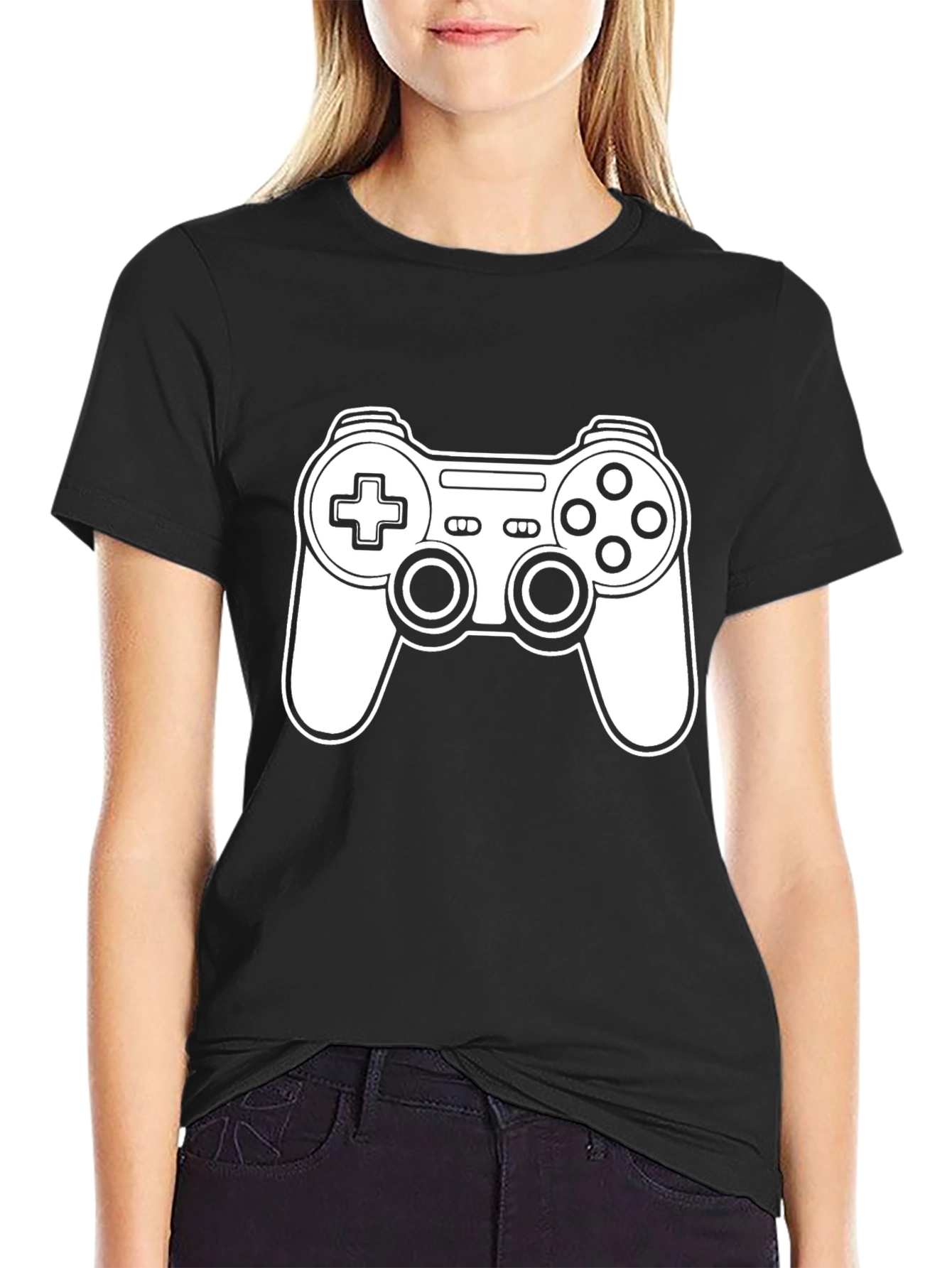 Gamer T-Shirt - Black Cotton - Game Controller Graphic
