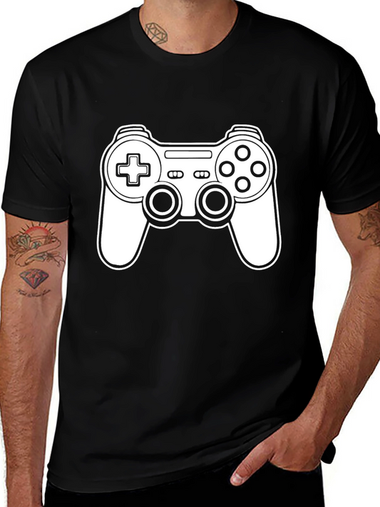 Gamer T-Shirt - Black Cotton - Game Controller Graphic