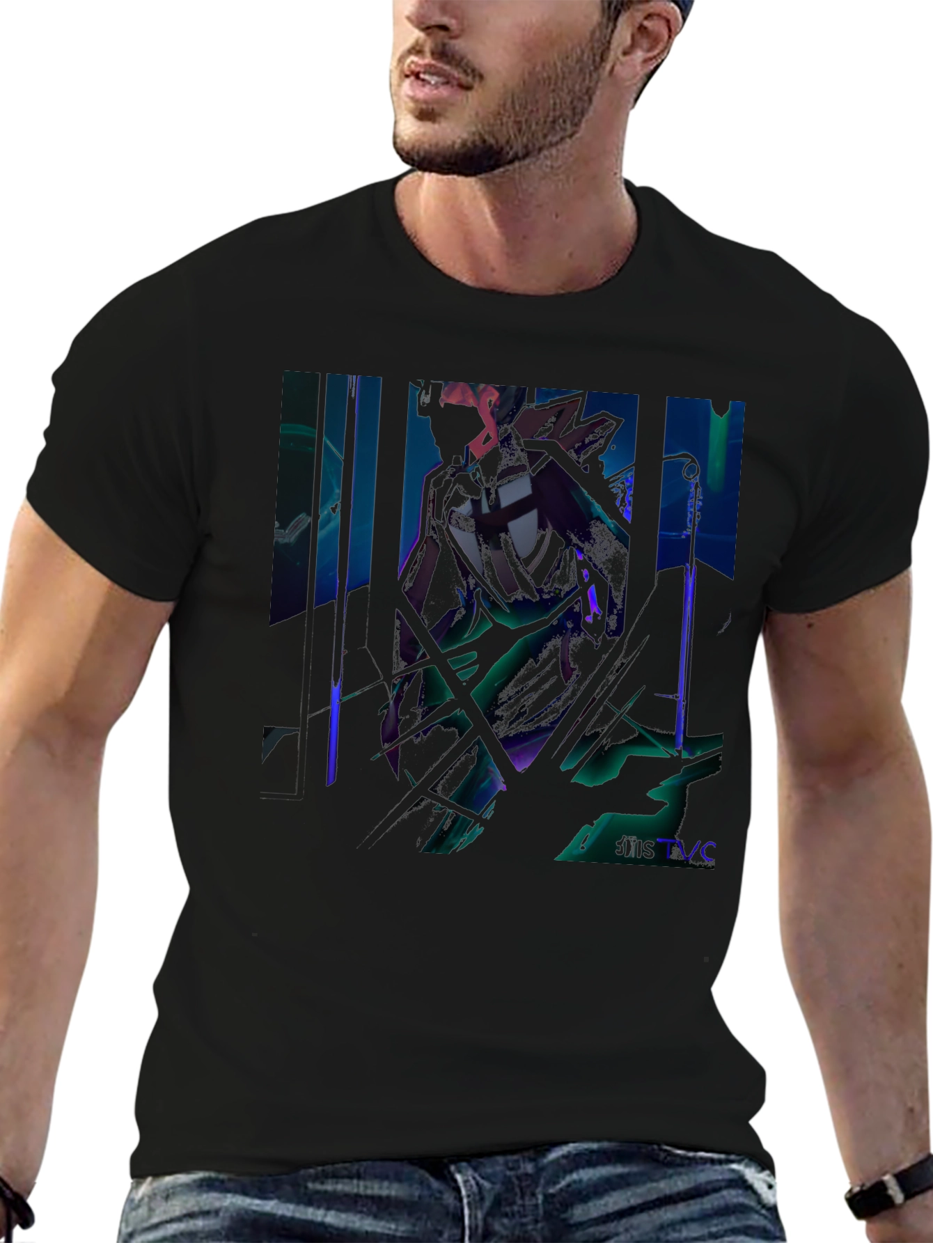 Edgy Knight Graphic Black Tee