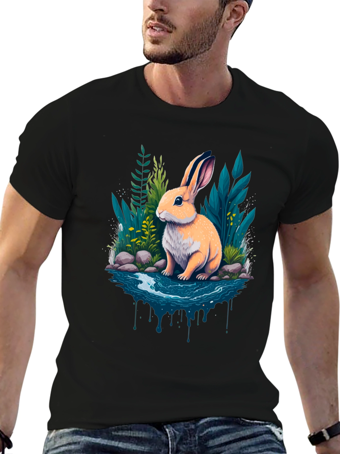 Rabbit Pond Graphic Tee - Mens Black T-Shirt