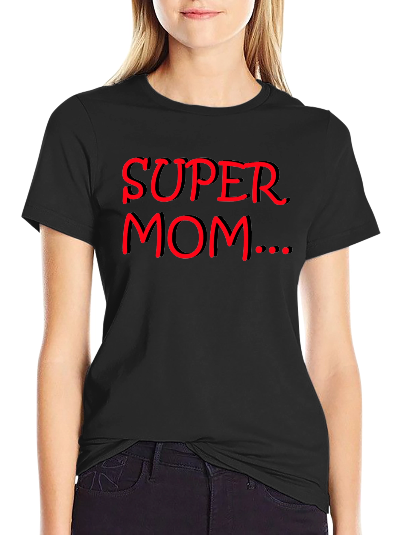 Super Mom Graphic Tee - Black Casual Shirt