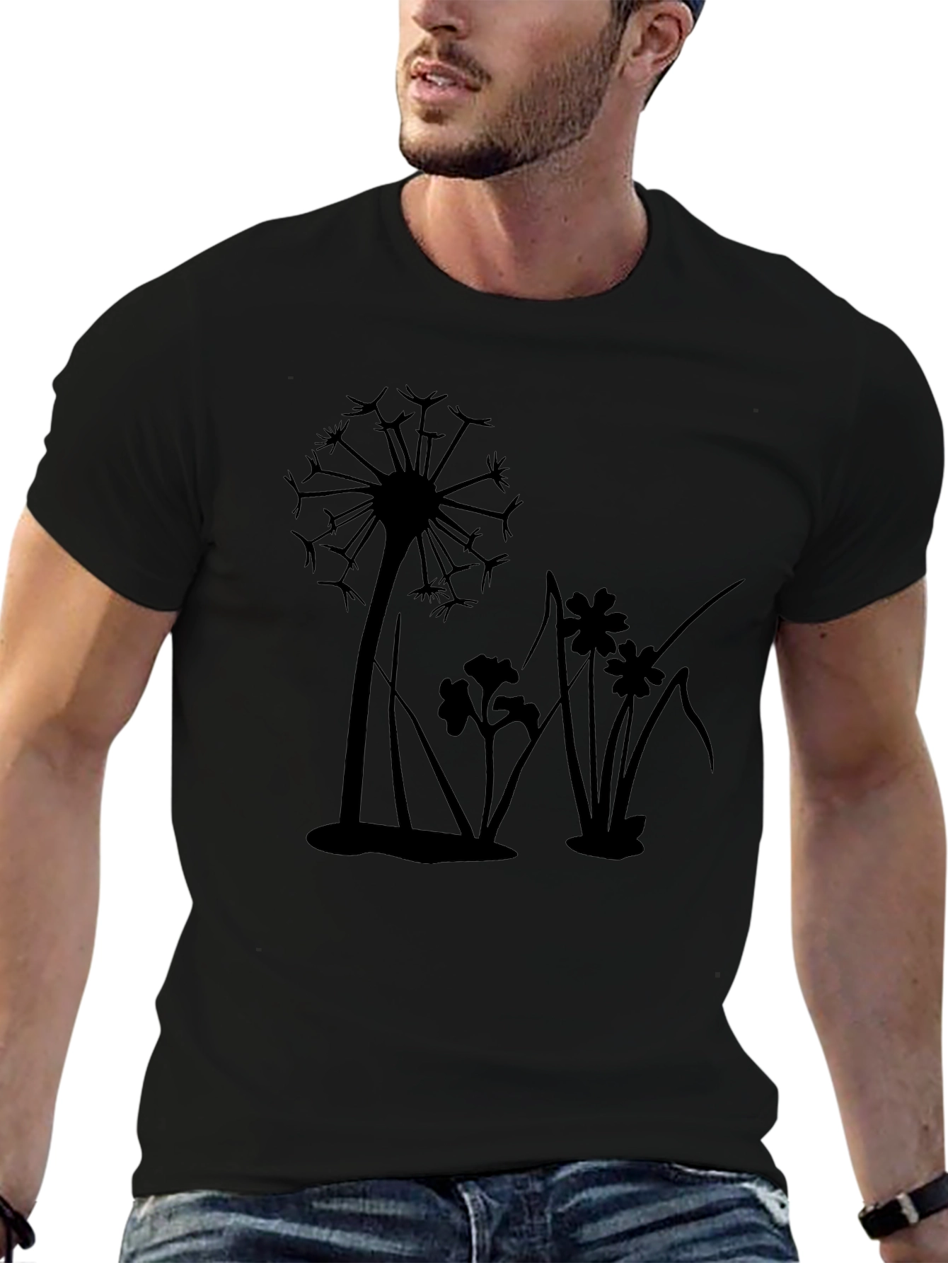 Dandelion Graphic Black T-Shirt